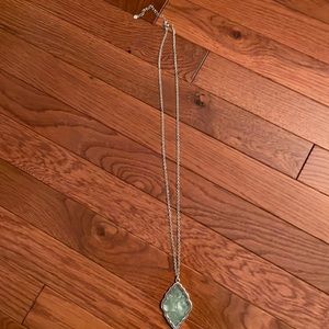 Long silver chain necklace with pendant